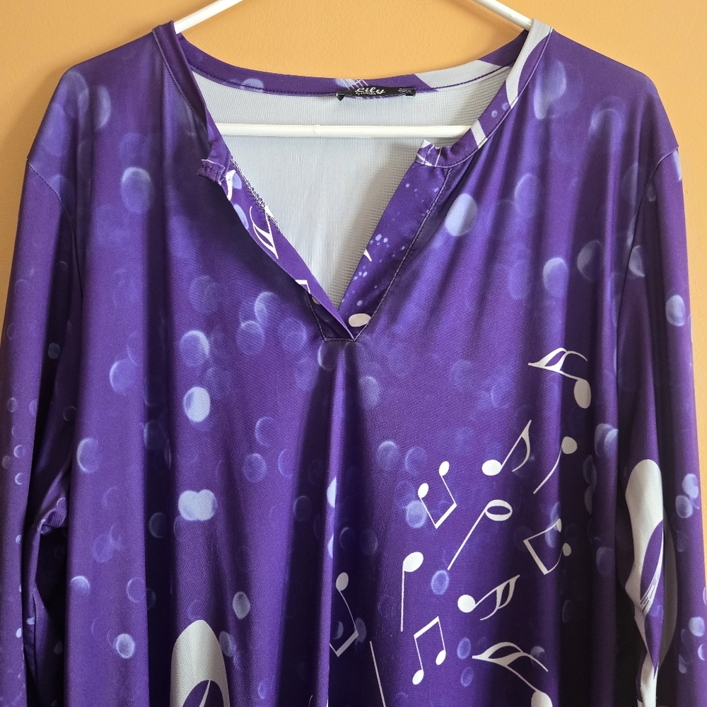 Lily Purple Musical Note Dress, 2XL (PTP=23.5")